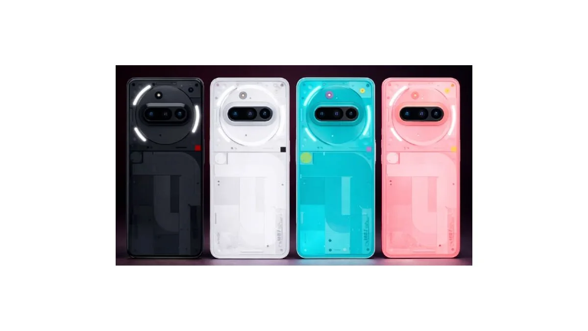 Nothing Phone 4a 2026 transparent design with Glyph lights at India launch event