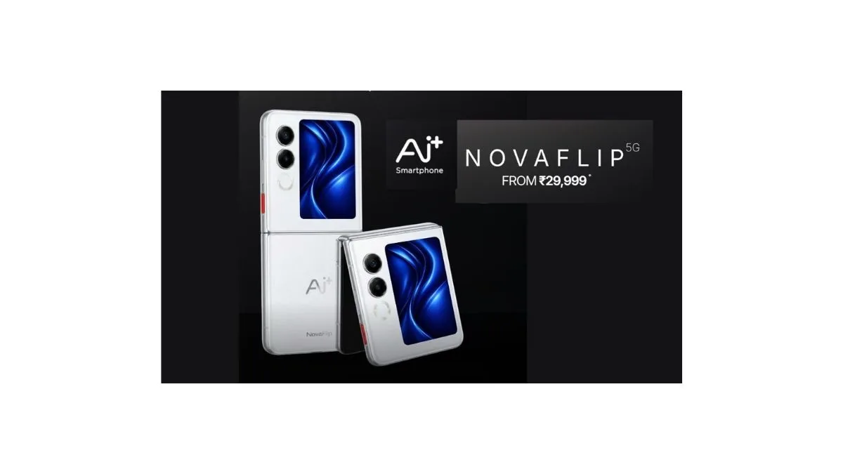 AI+ Nova Flip 5G foldable phone India launch with ₹49,999 price and clamshell design